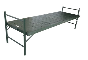 戶外野戰折疊鋼塑折疊床680鋼塑兩折床便攜式軍綠色折疊床
